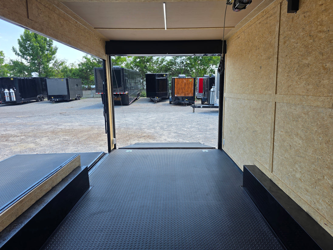 8.5' X 24' Concession Trailer Cobalt Blue With Black Out Trim Stage and Event Marketing Interior front side picture 