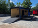 8.5' X 24' Concession Trailer Cobalt Blue With Black Out Trim Stage and Event Marketing Open back right angle picture 
