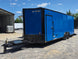 8.5' X 24' Concession Trailer Cobalt Blue With Black Out Trim Stage and Event Marketing Open front right angle picture 