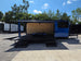 8.5' X 24' Concession Trailer Cobalt Blue With Black Out Trim Stage and Event Marketing Open left side picture