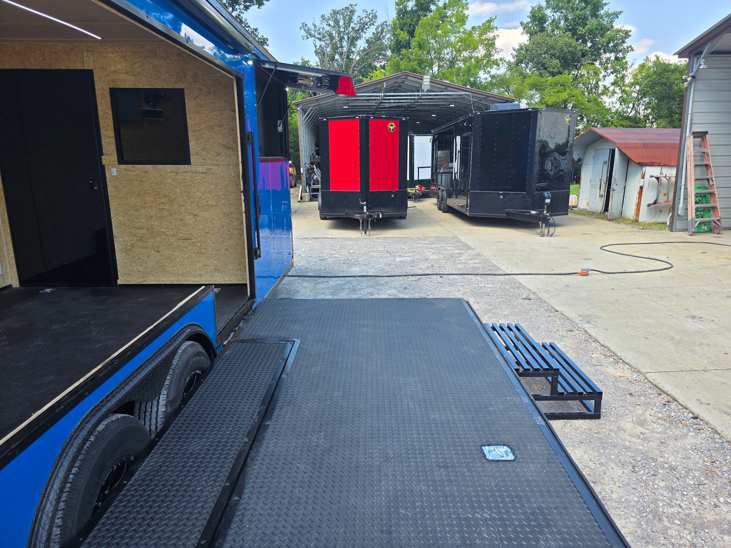 8.5' X 24' Concession Trailer Cobalt Blue With Black Out Trim Stage and Event Marketing Back stage picture 