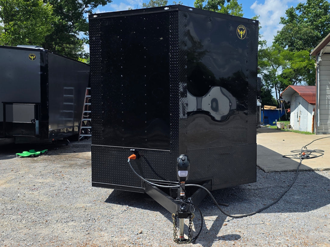 8.5' X 24' Custom Black Hybrid Enclosed Trailer (2) 5,200 lb Axles Front side picture 