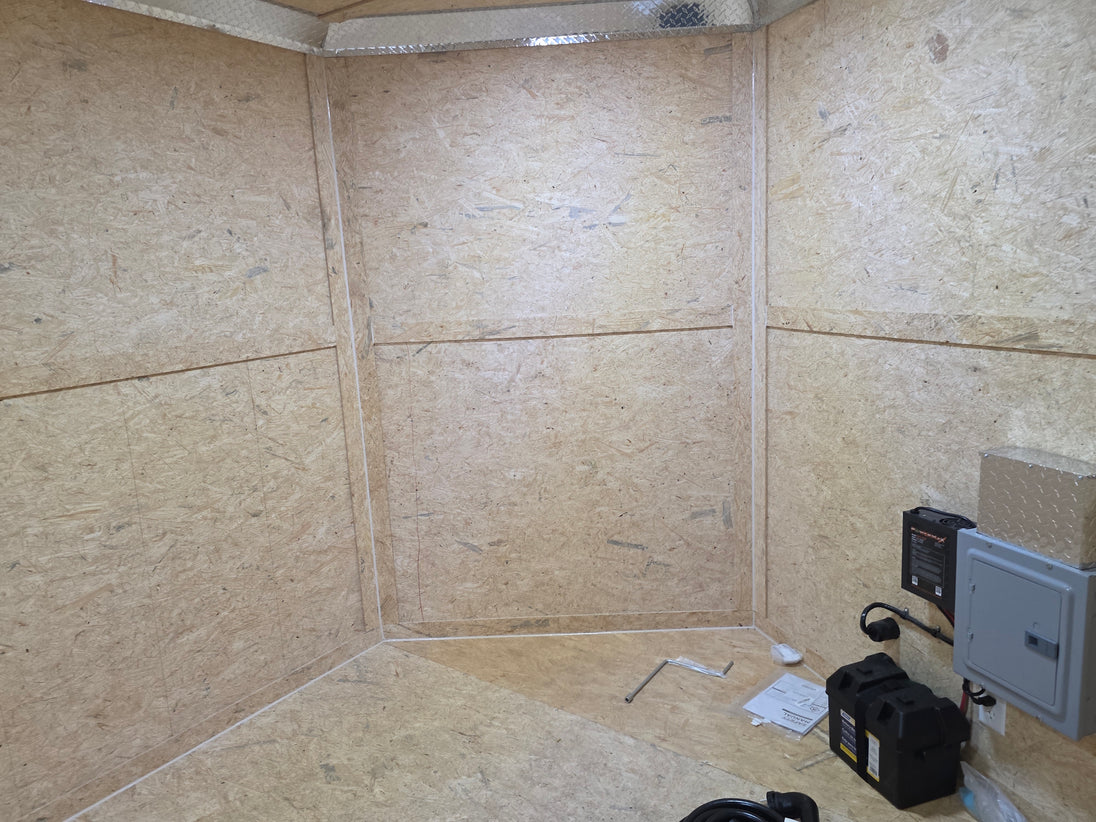 8.5' X 24' Custom Black Hybrid Enclosed Trailer (2) 5,200 lb Axles Interior back right angle picture 