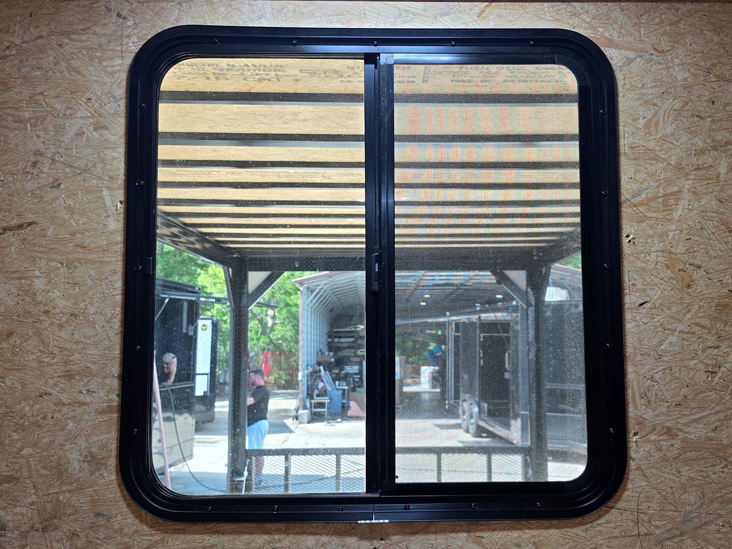 8.5' X 24' Custom Black Hybrid Enclosed Trailer (2) 5,200 lb Axles Interior window picture 