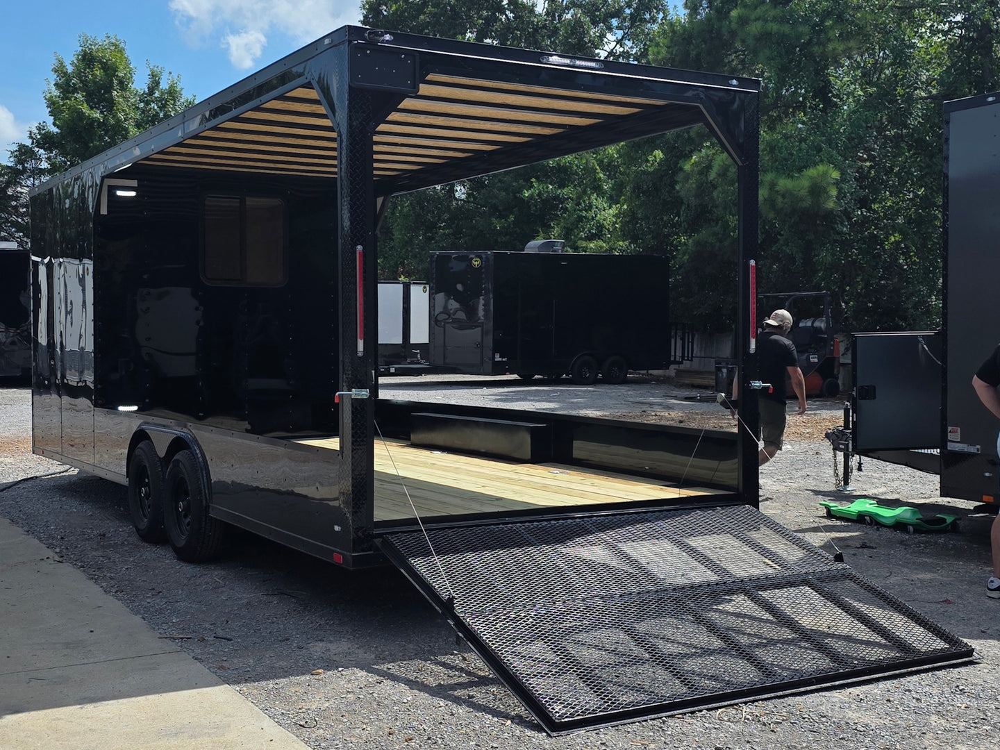 8.5' X 24' Custom Black Hybrid Enclosed Trailer (2) 5,200 lb Axles Back left angle picture 