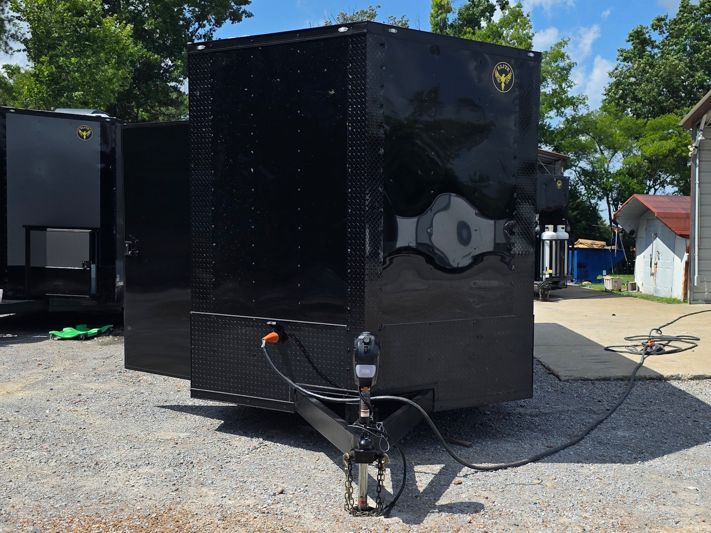 8.5' X 24' Custom Black Hybrid Enclosed Trailer (2) 5,200 lb Axles Open front side picture 