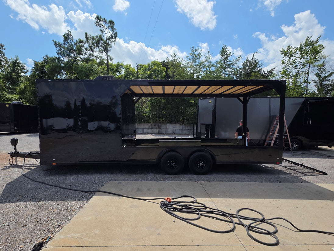 8.5' X 24' Custom Black Hybrid Enclosed Trailer (2) 5,200 lb Axles Open right side picture 