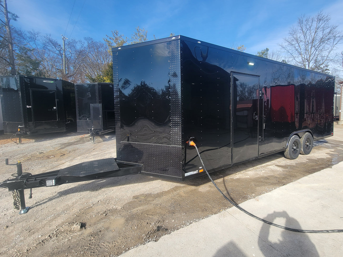 8.5' X 24' Custom Enclosed Stage Trailer Mobile Cigar Lounge Drivers Side Corner Shot 2