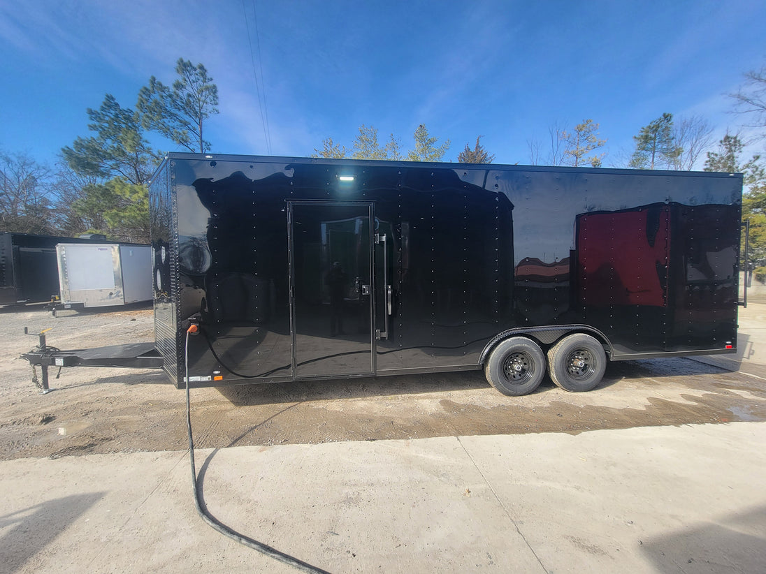 8.5' X 24' Custom Enclosed Stage Trailer Mobile Cigar Lounge Drivers Side Shot 