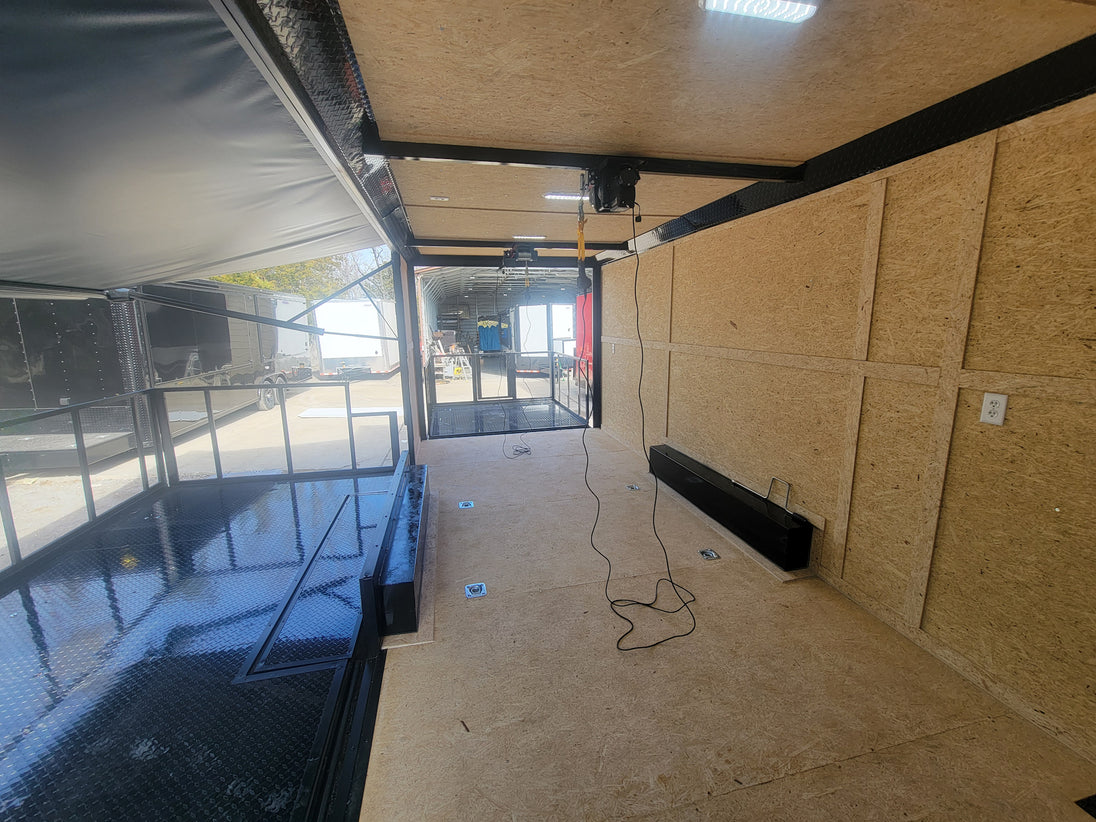 8.5' X 24' Custom Enclosed Stage Trailer Mobile Cigar Lounge Interior Picture