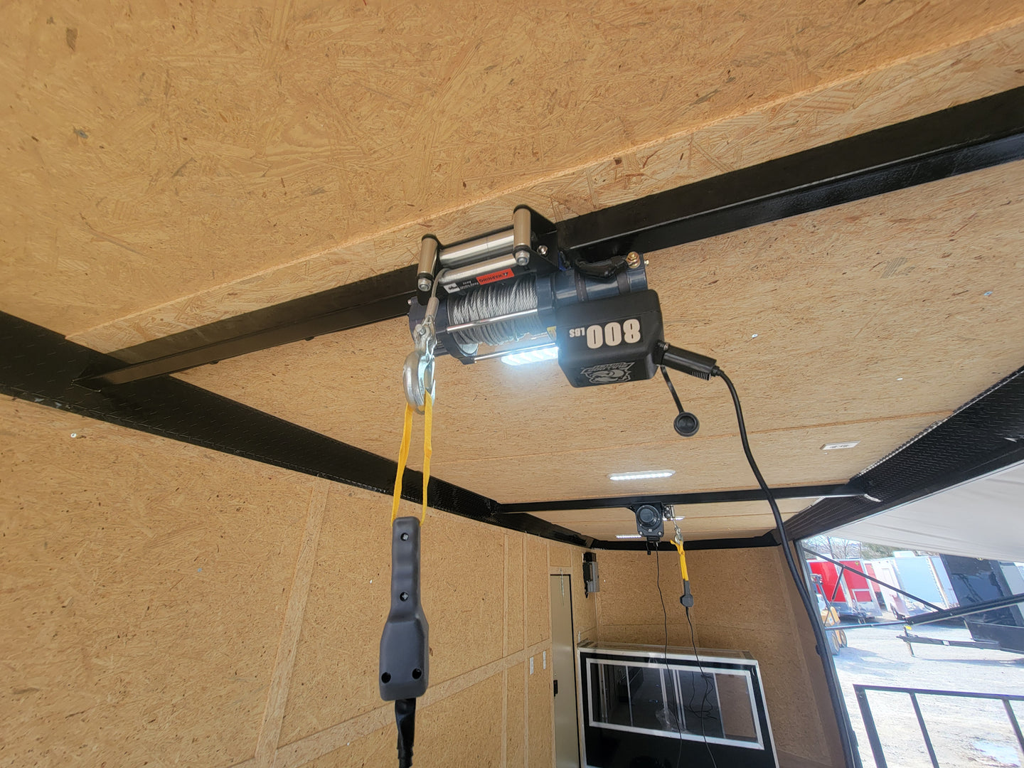 8.5' X 24' Custom Enclosed Stage Trailer Mobile Cigar Lounge Interior Winch View