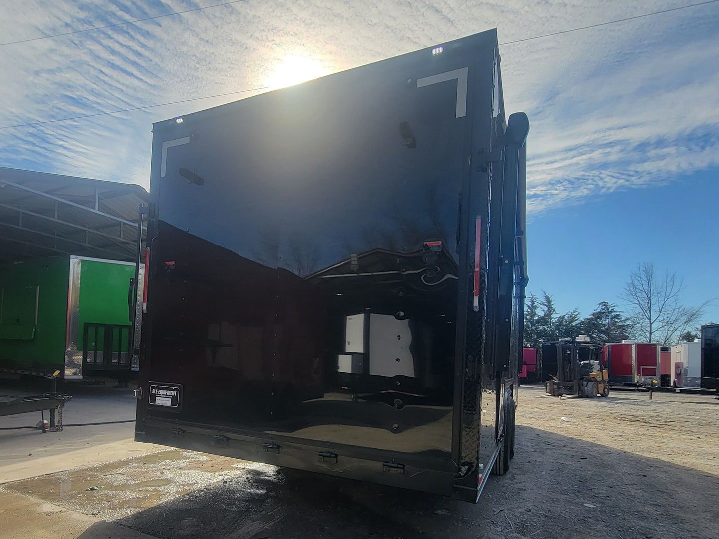 8.5' X 24' Custom Enclosed Stage Trailer Mobile Cigar Lounge Passenger Side Rear Corner Shot