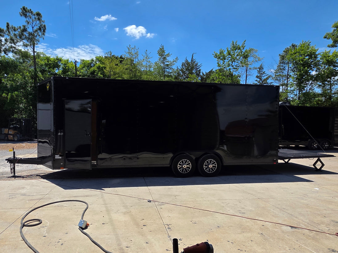 8.5' X 24' Custom Stage and Marketing Showcase Enclosed Trailer Open right side picture 