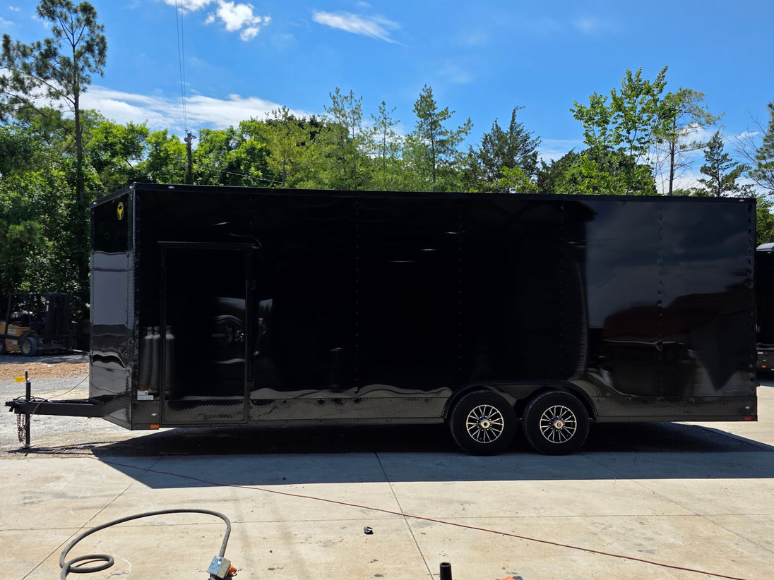 8.5' X 24' Custom Stage and Marketing Showcase Enclosed Trailer Right side picture 