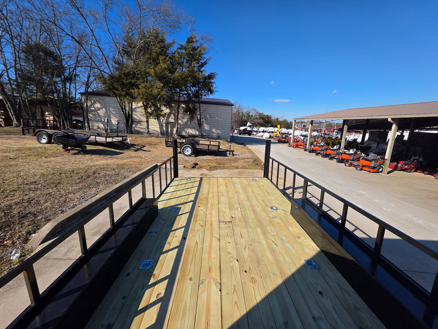 8.5' X 24' Hybrid Trailer Black With Black Out Package 7K Axles back deck straight view picture 
