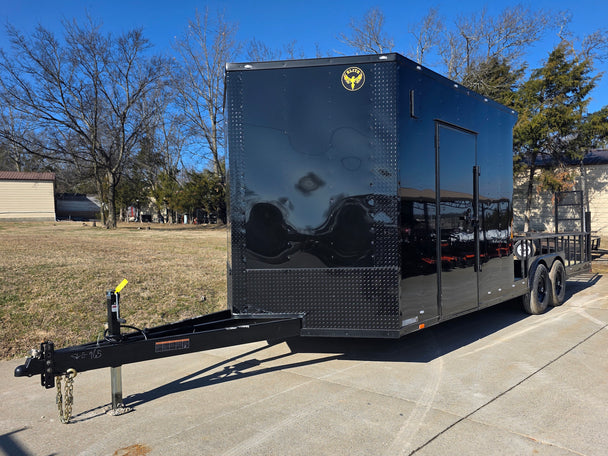 8.5' X 24' Hybrid Trailer Black With Black Out Package 7K Axles front right angled view picture 