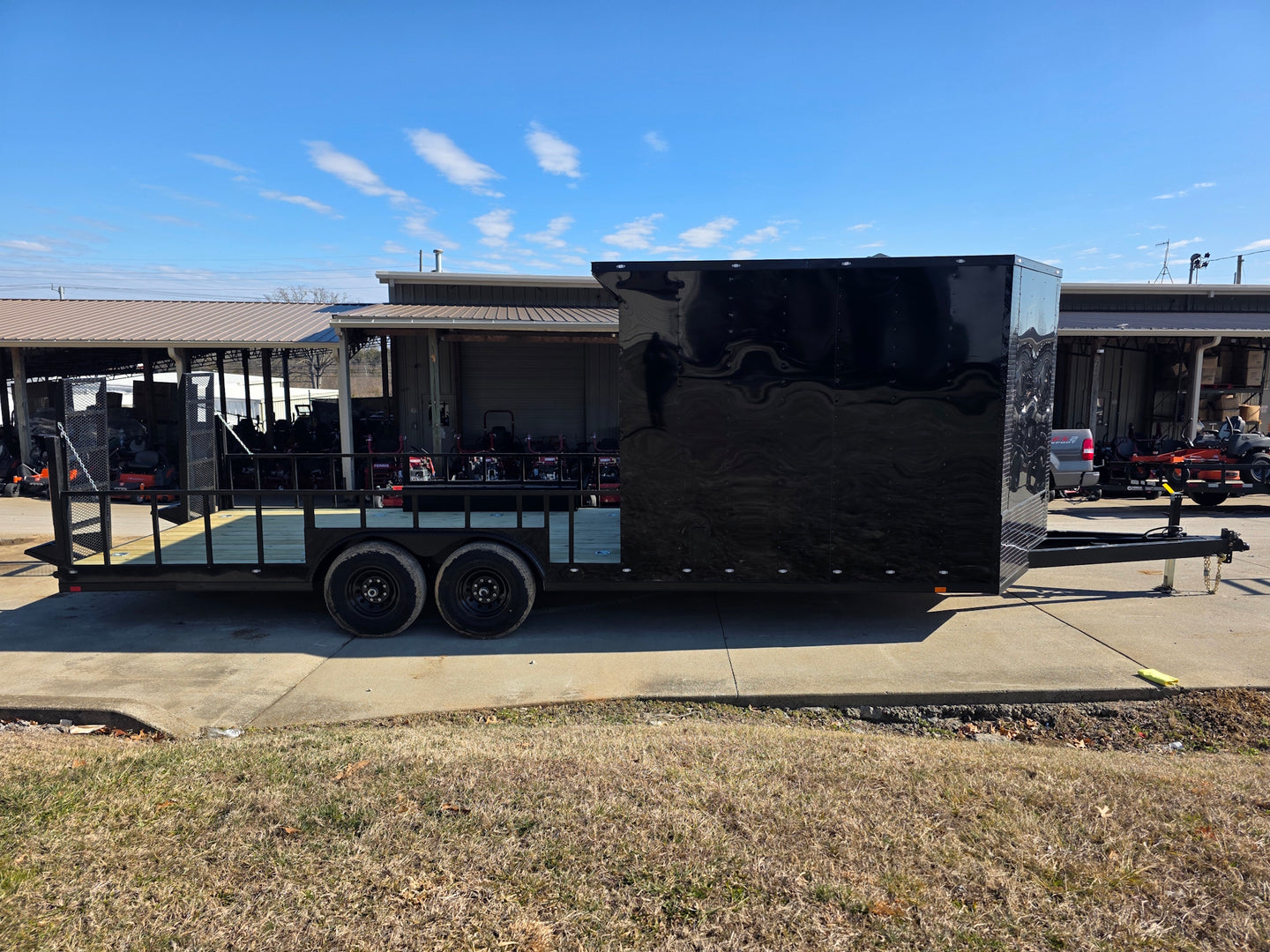 8.5' X 24' Hybrid Trailer Black With Black Out Package 7K Axles left side view picture 