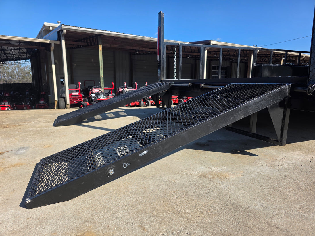 8.5' X 24' Hybrid Trailer Black With Black Out Package 7K Axles ramp view picture