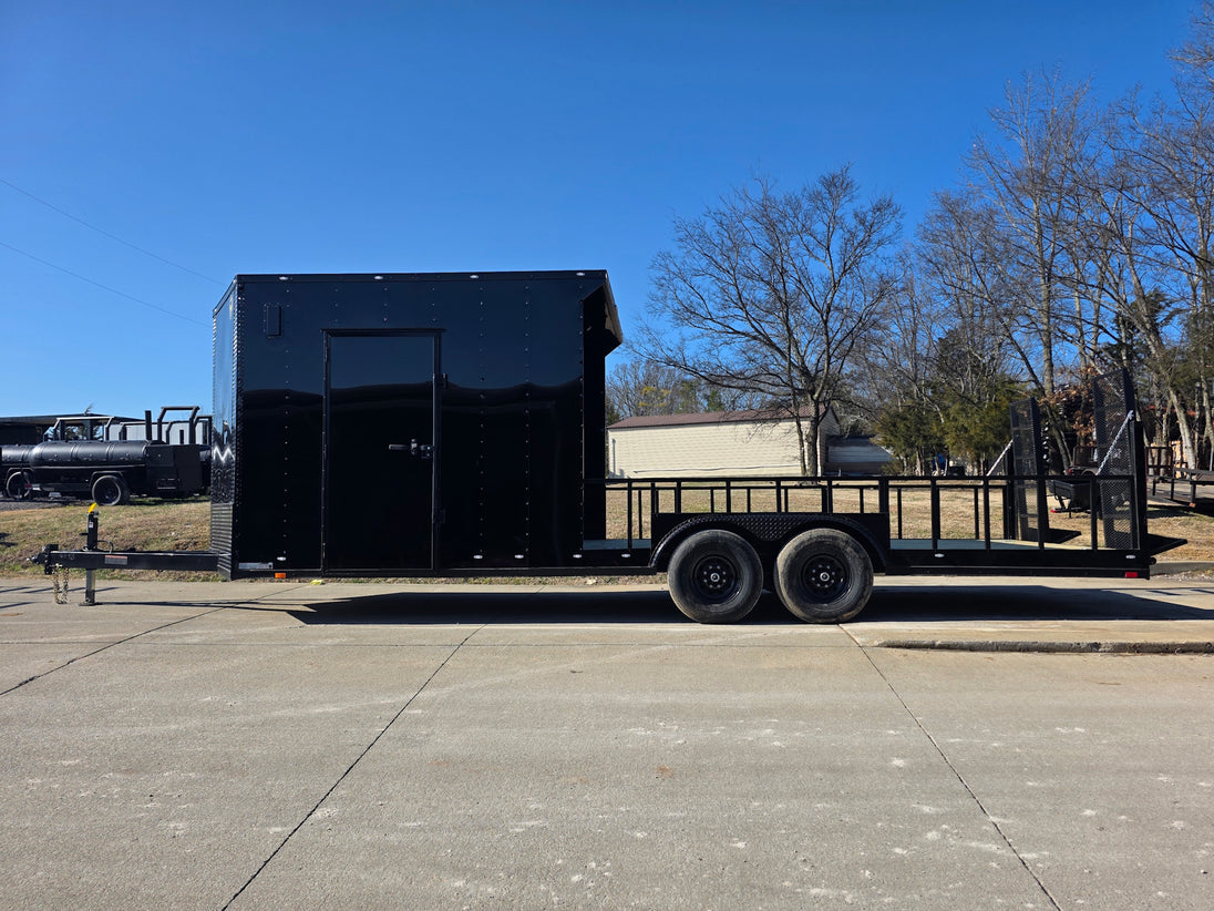 8.5' X 24' Hybrid Trailer Black With Black Out Package 7K Axles side view picture 
