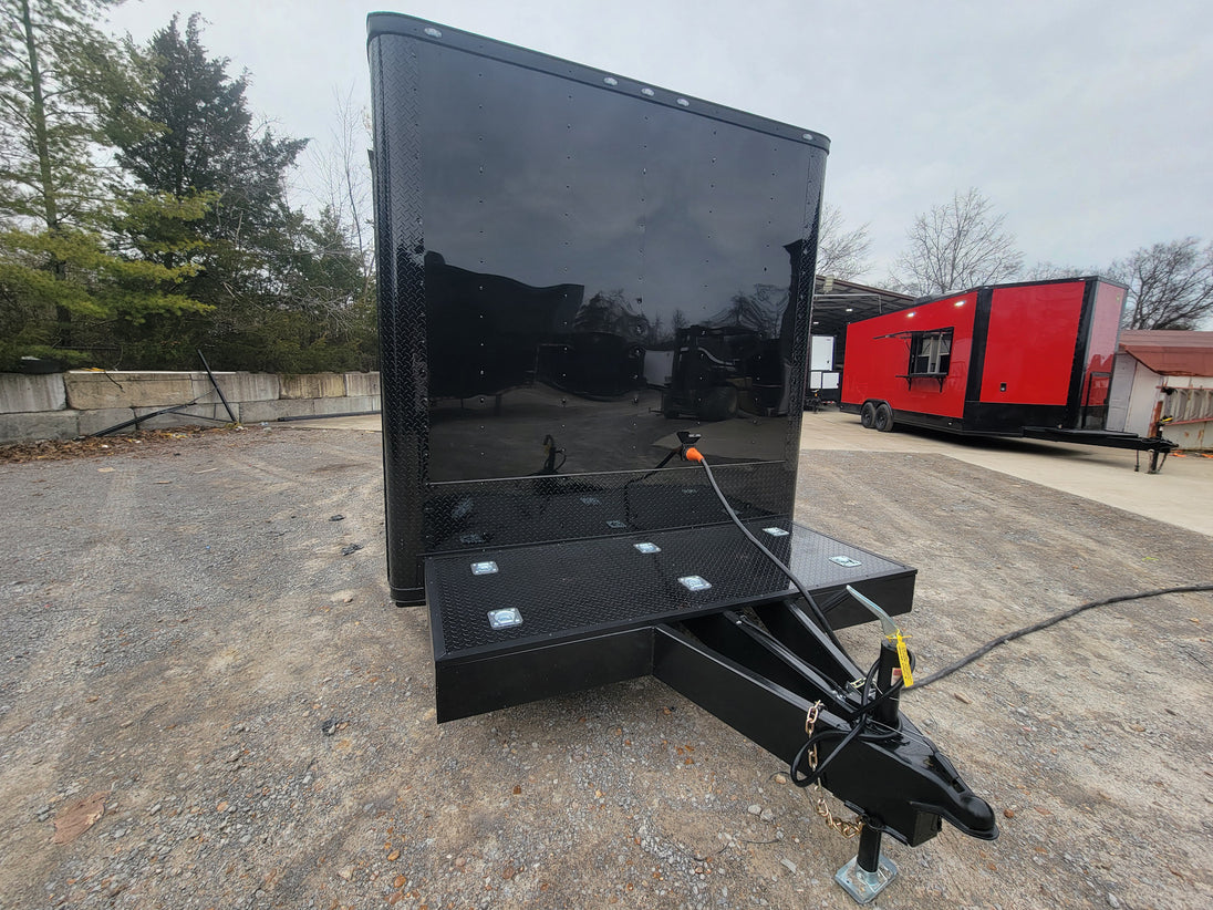 8.5' X 26' Custom Enclosed Merchandise and Marketing Trailer with Black Out Trim, Other Side View. 