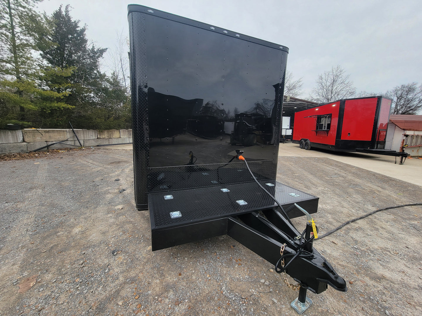 8.5' X 26' Custom Enclosed Merchandise and Marketing Trailer with Black Out Trim, Other Side View. 