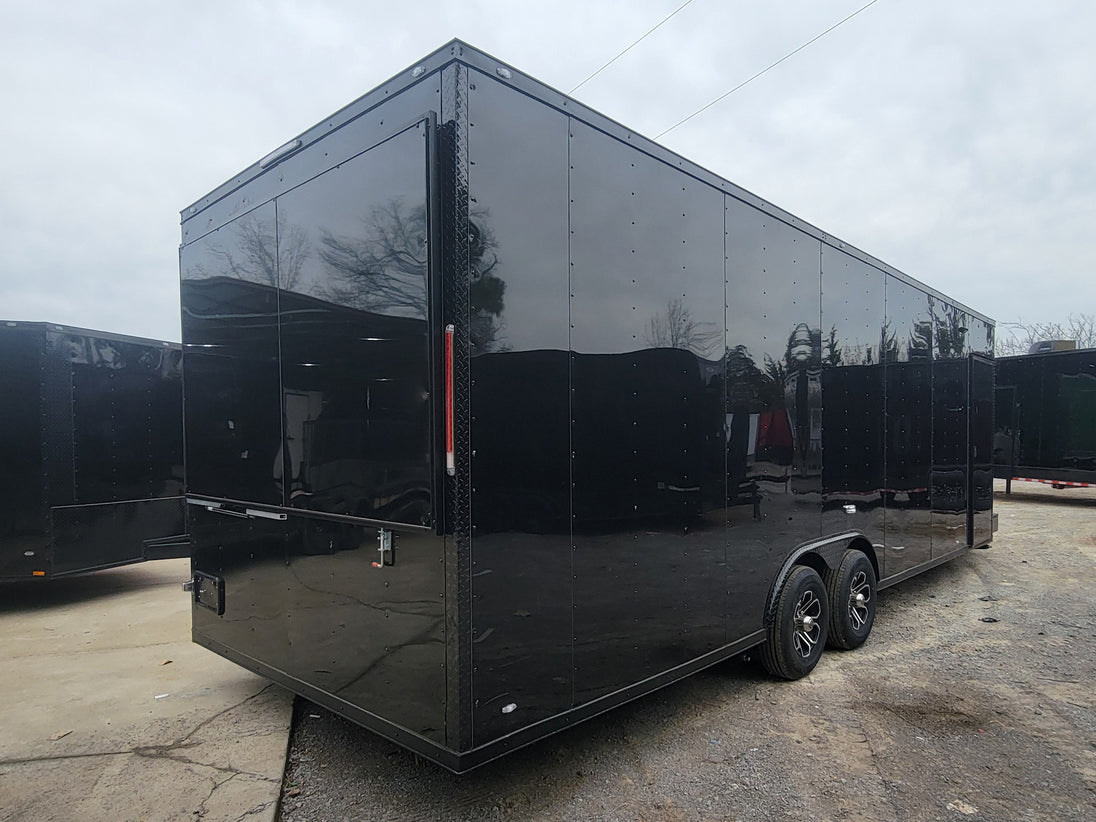8.5' X 26' Custom Enclosed Merchandise and Marketing Trailer with Black Out Trim, 
