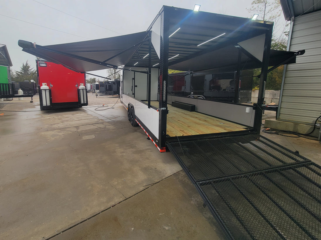 8.5' X 30' Custom White With Blackout Trim Hybrid Enclosed Trailer-11