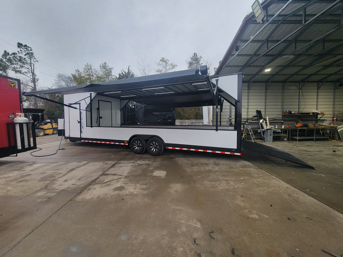 8.5' X 30' Custom White With Blackout Trim Hybrid Enclosed Trailer-12