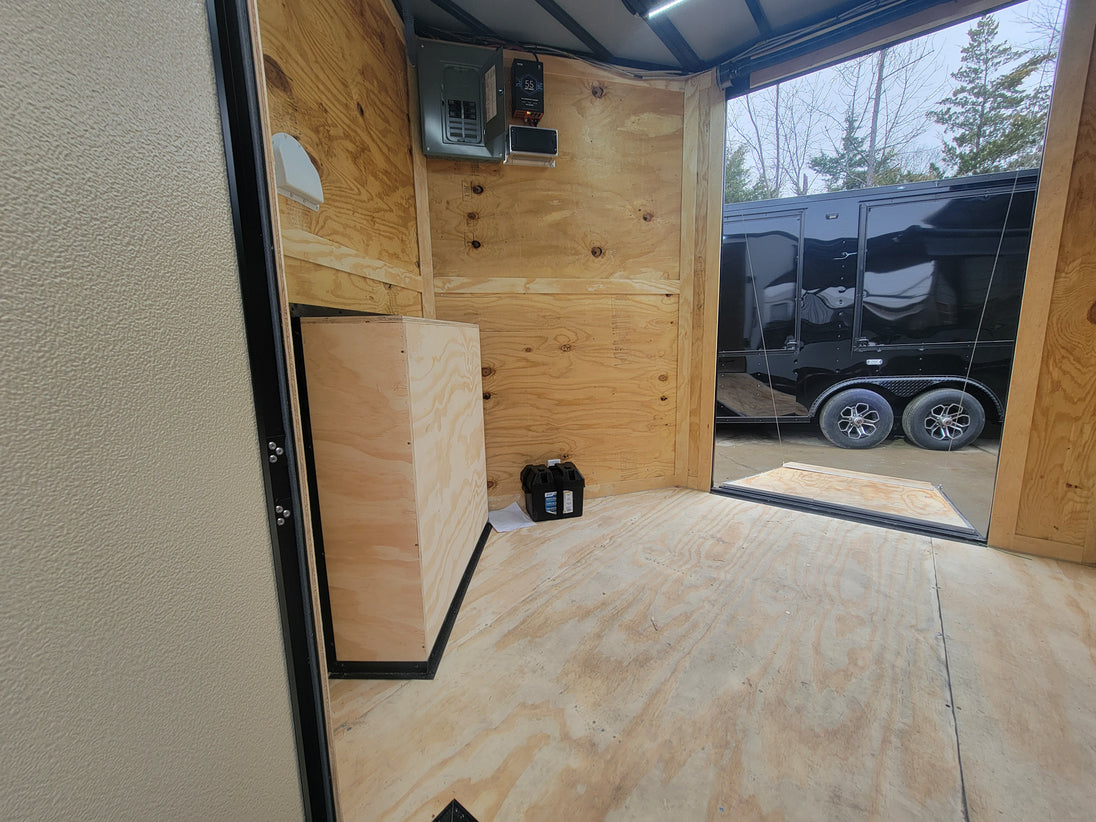 8.5' X 30' Custom White With Blackout Trim Hybrid Enclosed Trailer-16