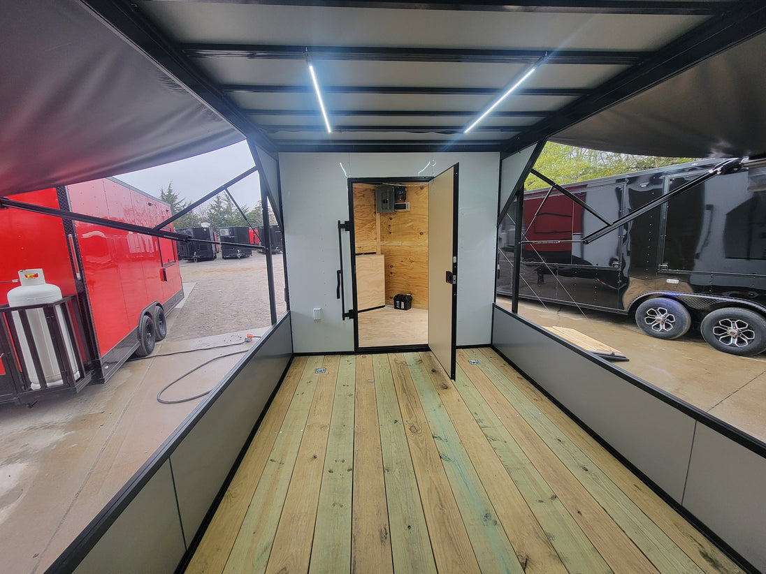 8.5' X 30' Custom White With Blackout Trim Hybrid Enclosed Trailer-23