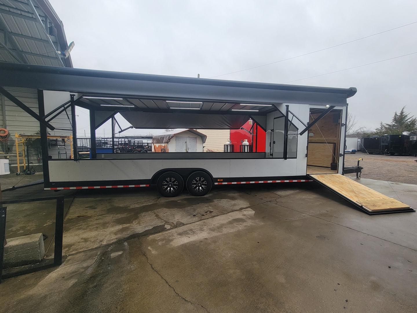 8.5' X 30' Custom White With Blackout Trim Hybrid Enclosed Trailer-8