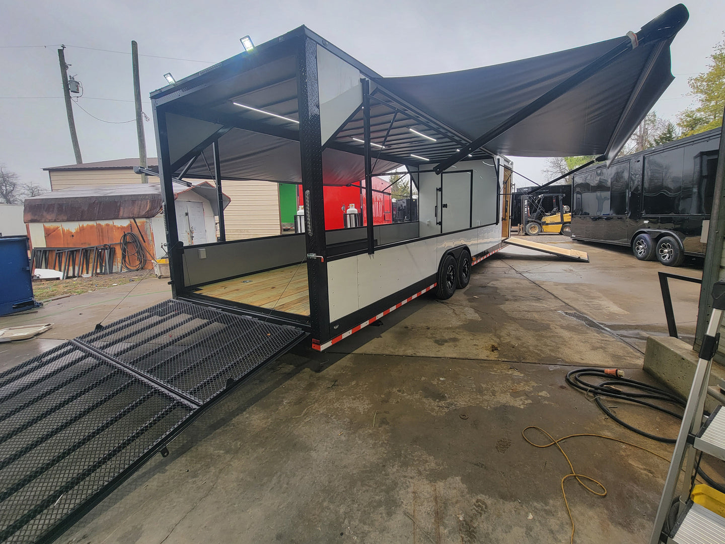 8.5' X 30' Custom White With Blackout Trim Hybrid Enclosed Trailer-9