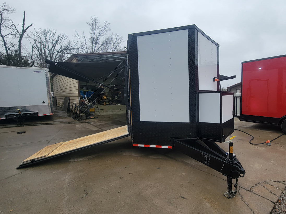 8.5' X 30' Custom White With Blackout Trim Hybrid Enclosed Trailer SLE -3