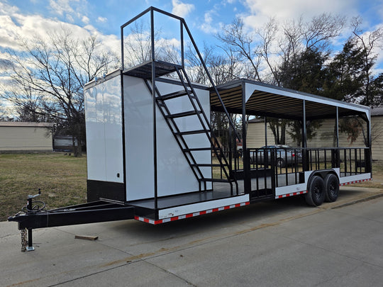 8.5' X 30' (White) Hybrid Custom Drone and Equipment Trailer Agricultural and Spray front right angled view picture 