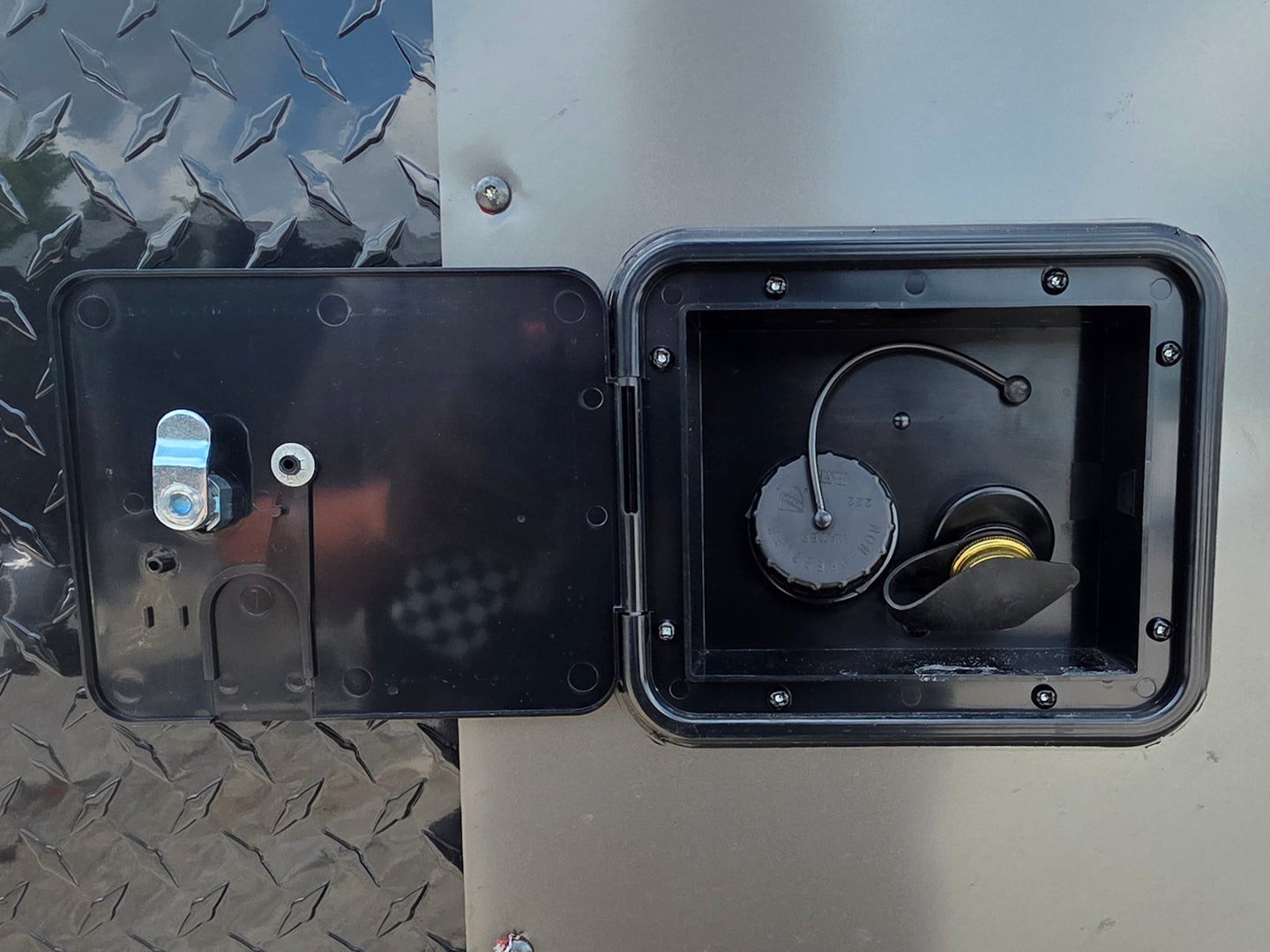 8.5'x16' Charcoal W/ Black Out Trim V-Nose Dual Awning Concession Trailer Exterior outlet picture 