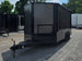 8.5'x16' Charcoal W/ Black Out Trim V-Nose Dual Awning Concession Trailer Front right angle picture 