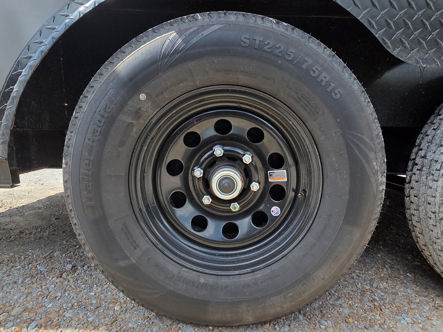 8.5'x16' Charcoal W/ Black Out Trim V-Nose Dual Awning Concession Trailer Wheel picture 