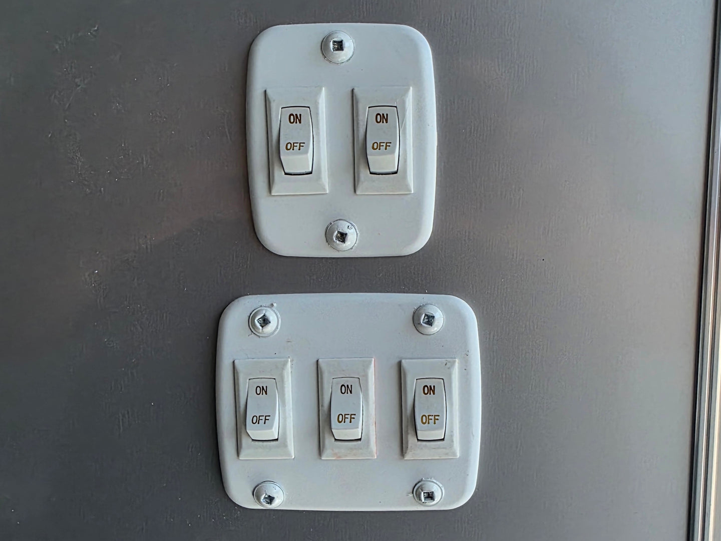 8.5'x16' Charcoal W/ Black Out Trim V-Nose Dual Awning Concession Trailer switch picture 