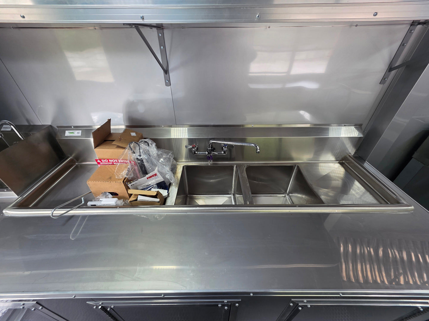 8.5'x28' Black w/ Black out trim Concession Trailer with Porch Package 3 Bin sink picture 