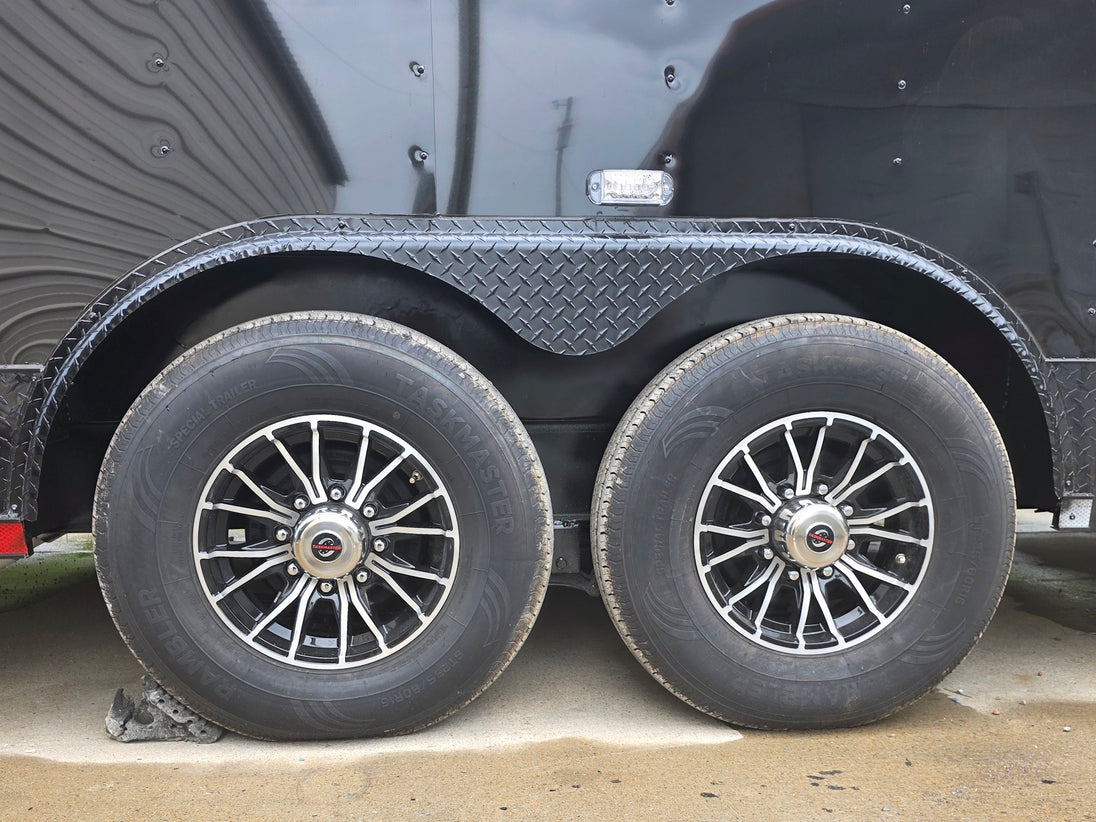 8.5'x28' Black w/ Black out trim Concession Trailer with Porch Package Axel picture 