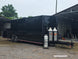 8.5'x28' Black w/ Black out trim Concession Trailer with Porch Package Front left angle picture 