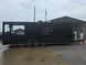 8.5'x28' Black w/ Black out trim Concession Trailer with Porch Package Open left side picture 
