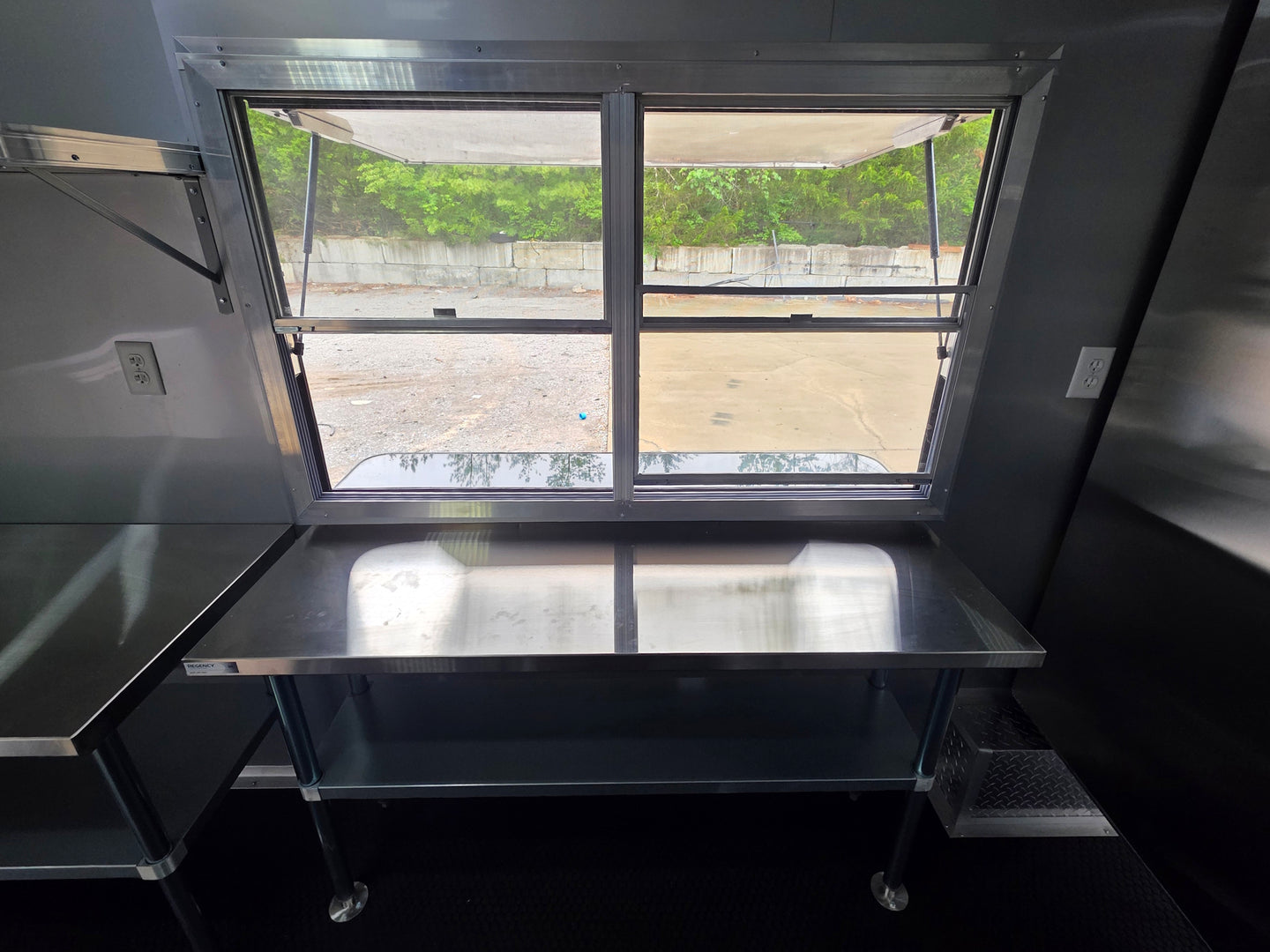 8.5'x28' Black w/ Black out trim Concession Trailer with Porch Package Window picture 