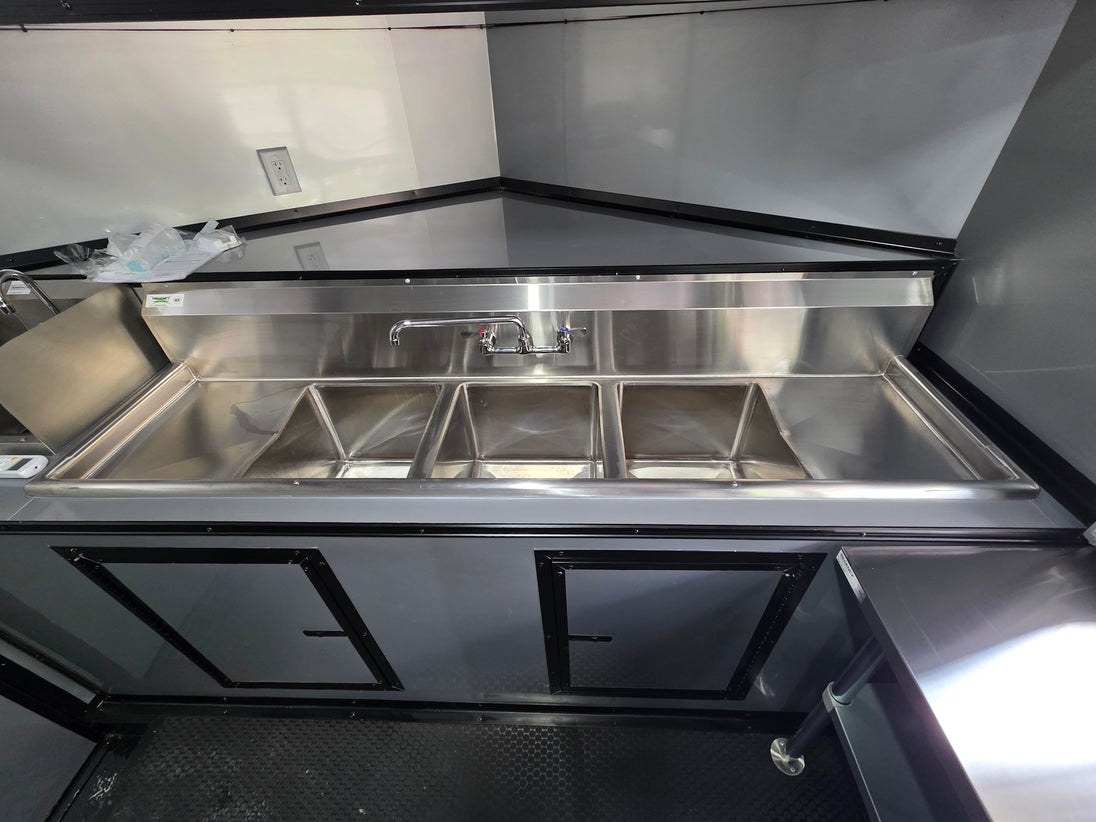 8.5' x 16' Mobile Food Vending Concession Trailer 3 Bin sink picture 