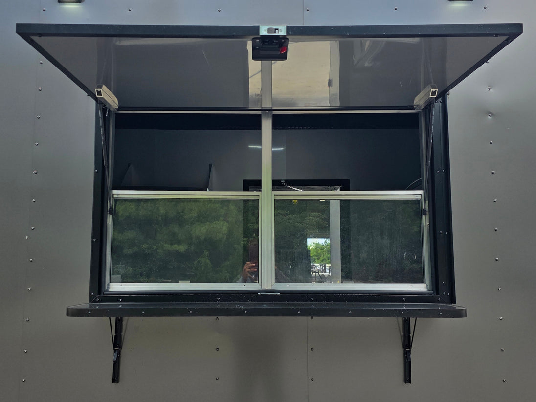 8.5' x 16' Mobile Food Vending Concession Trailer Exterior serving window picture 