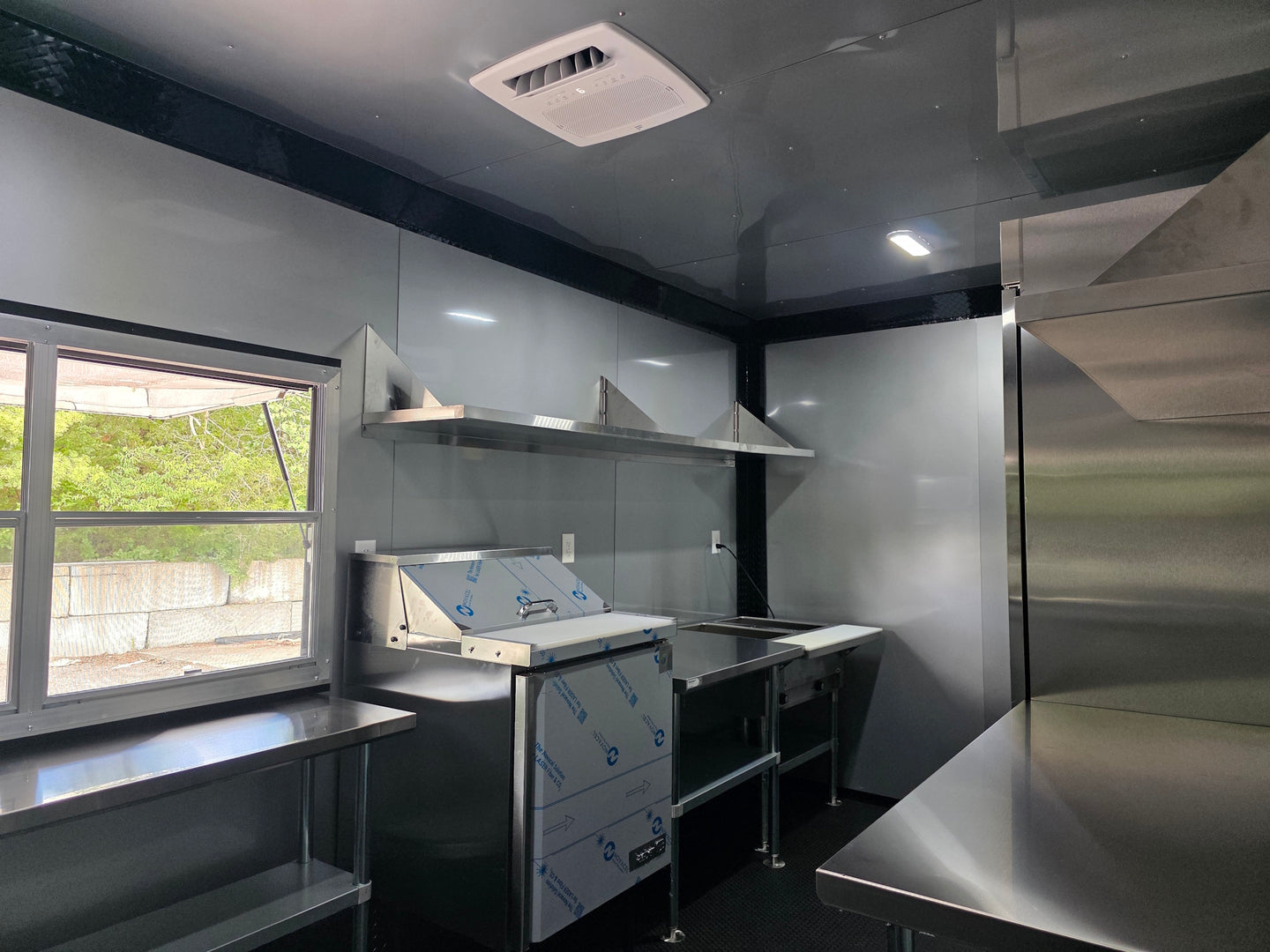 8.5' x 16' Mobile Food Vending Concession Trailer Interior front right angle picture 