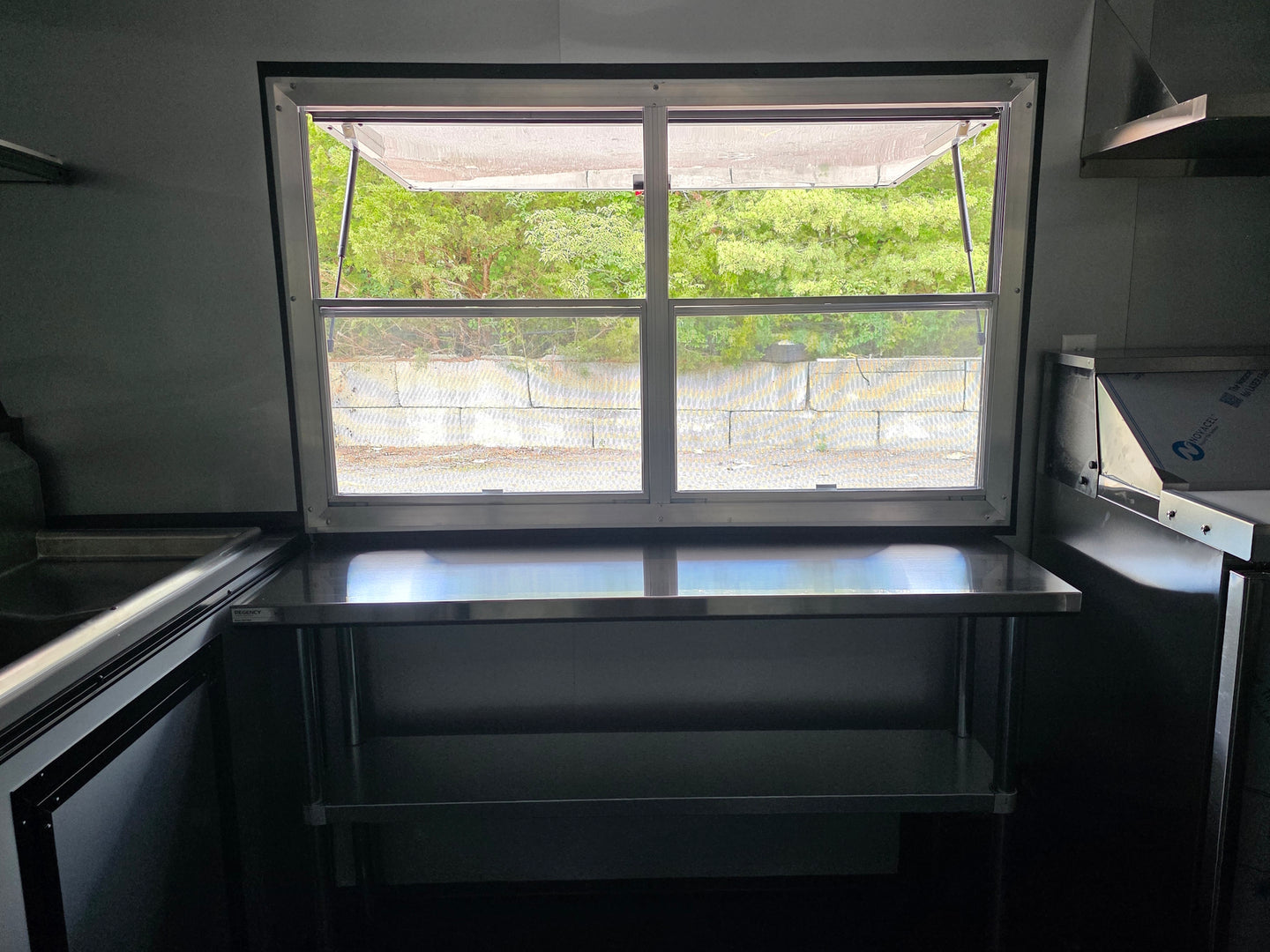 8.5' x 16' Mobile Food Vending Concession Trailer Interior serving window picture 