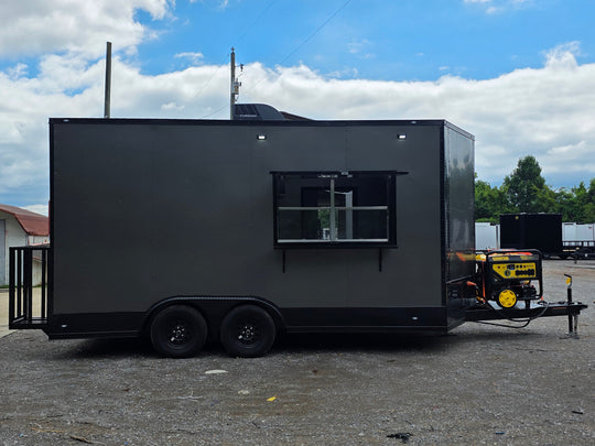 8.5' x 16' Mobile Food Vending Concession Trailer Open Left side picture 