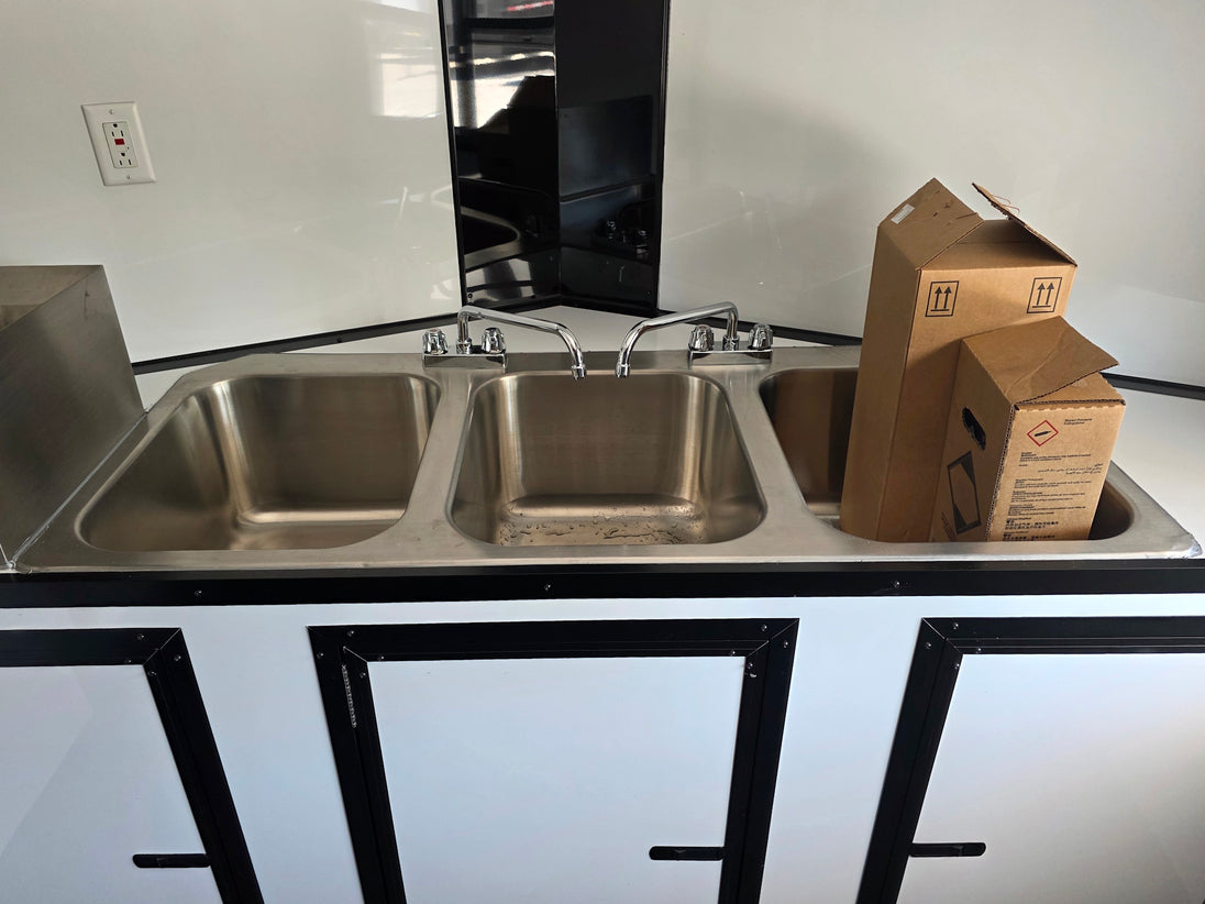 8.5' x 20' Food Event Catering concession Trailer Three sink bin picture 