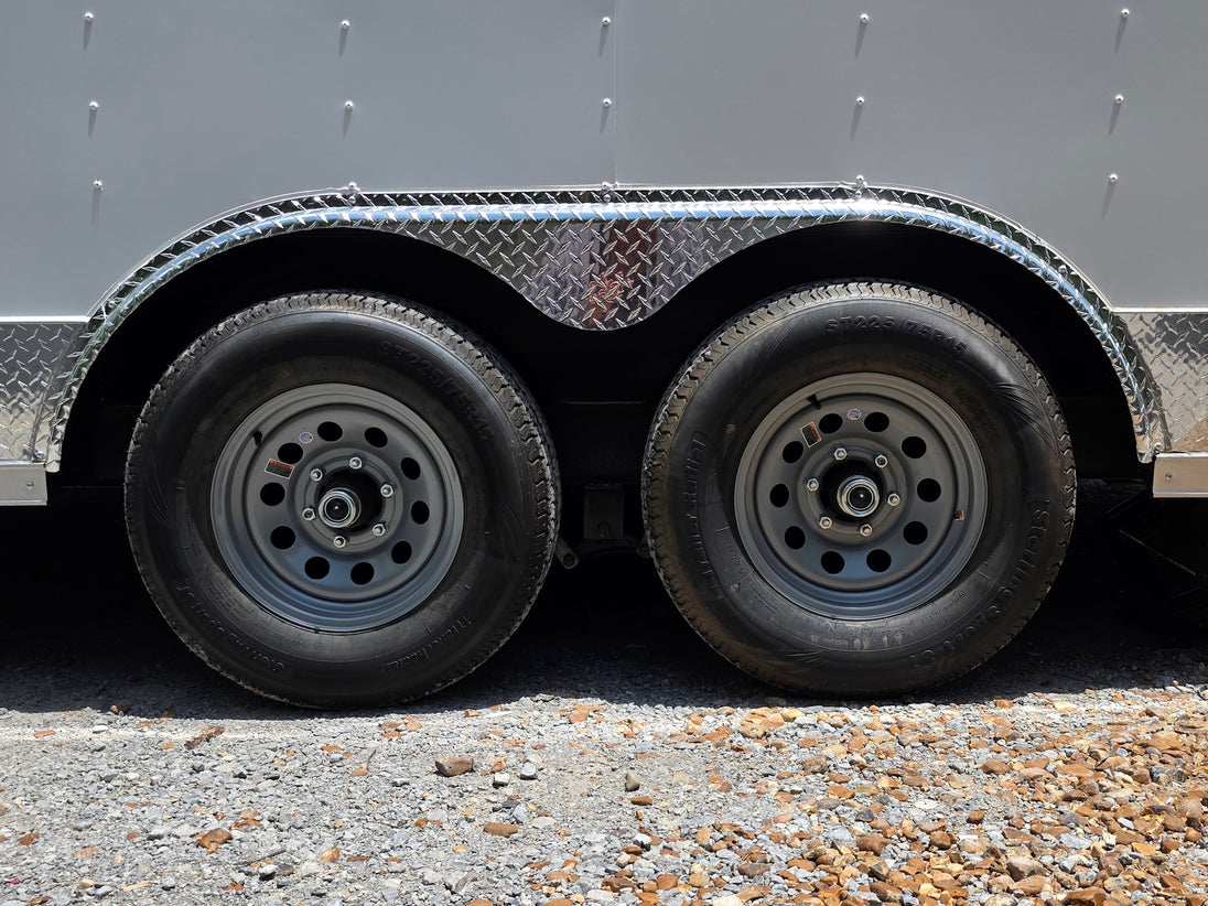 8.5' x 20' White Mobile Stage Trailer Axel picture 